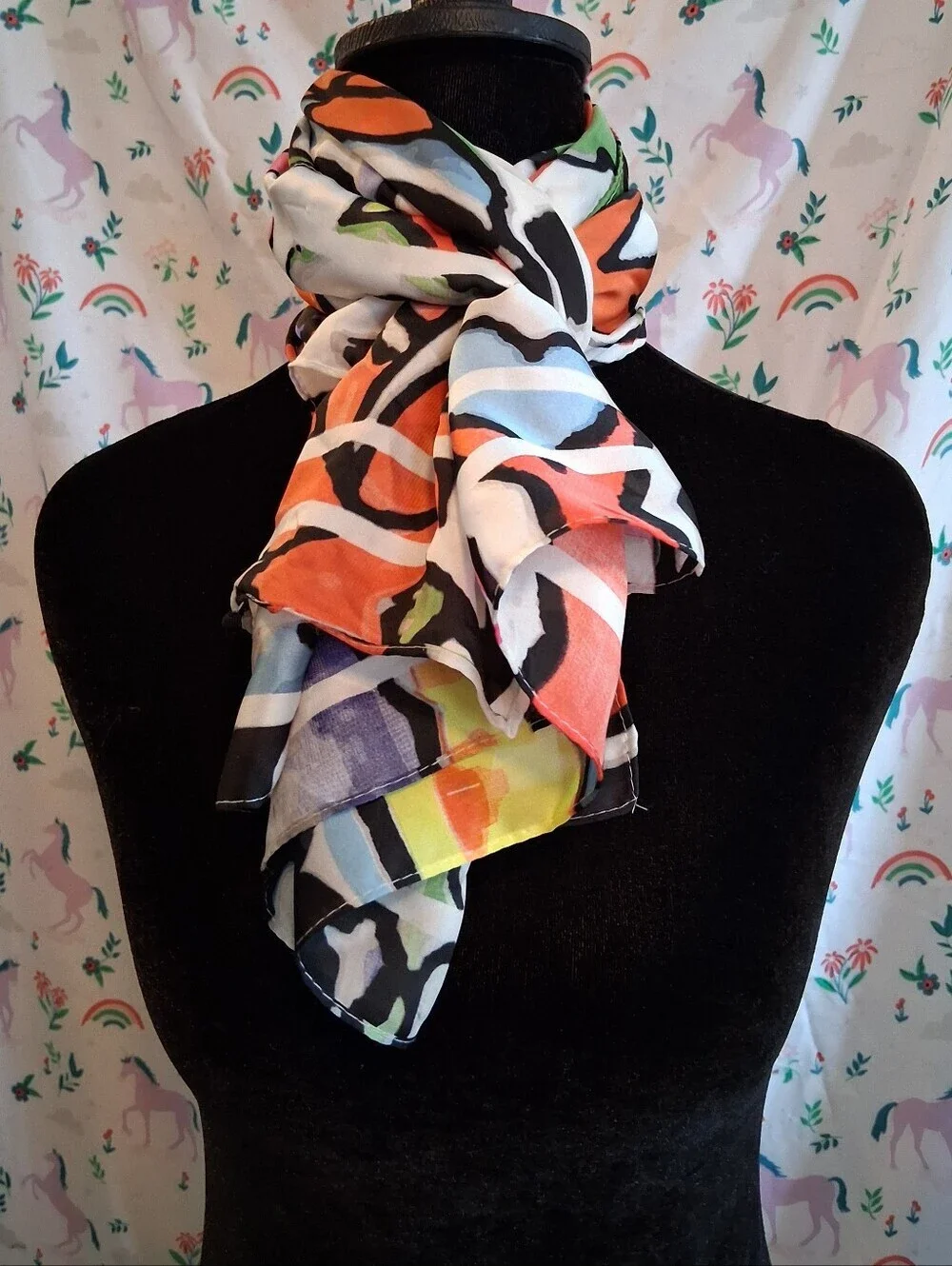 EUC Vintage Y2K Ed Hardy Floral Tattoo Skull Floral Casual Streetwear Scarf Wrap